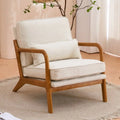Nouveauté 2026 – Fauteuil de lecture Accent Chairs , fauteuil lounge en lin avec structure en bois massif, style moderne du milieu du siècle, montage facile, pour salon - Beige