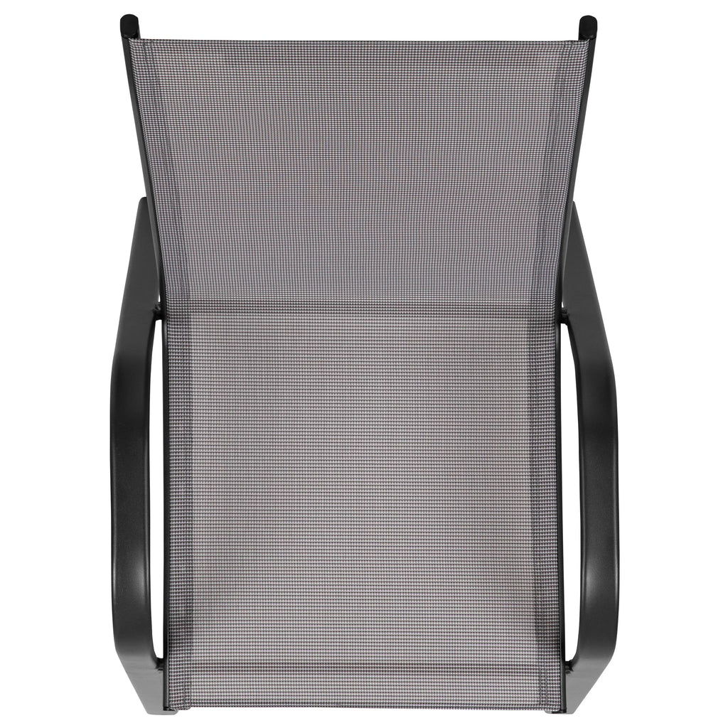 Nouveauté 2026 – Lot de 5 chaises empilables d'extérieur BizChair noires , revêtement Flex Comfort et structure en métal