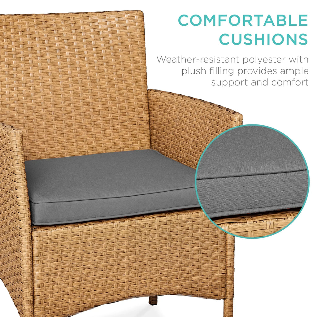 Nouveauté 2026 – Ensemble bistro de jardin 3 pièces en résine tressée Best Choice Products , avec 2 chaises et une table - Gris/Bleu marine