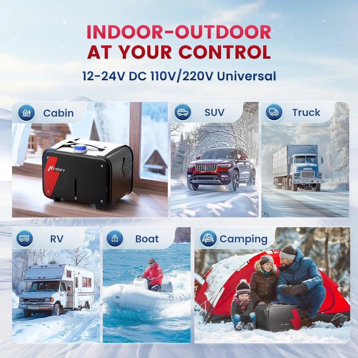 Nouveauté 2026 – Chauffage d'appoint diesel Hcalory 8 kW tout-en-un réglable, thermostat 12 V avec écran LCD, compatible avec les voitures, camping-cars, camions, bateaux et véhicules de loisirs. Fonctionne sur 110 V CA et 12/24 V CC