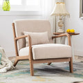 Nouveauté 2026 – Fauteuil d'appoint Bonzy Home style moderne milieu de siècle , fauteuil de lecture/détente en tissu avec structure en bois massif, montage facile, beige