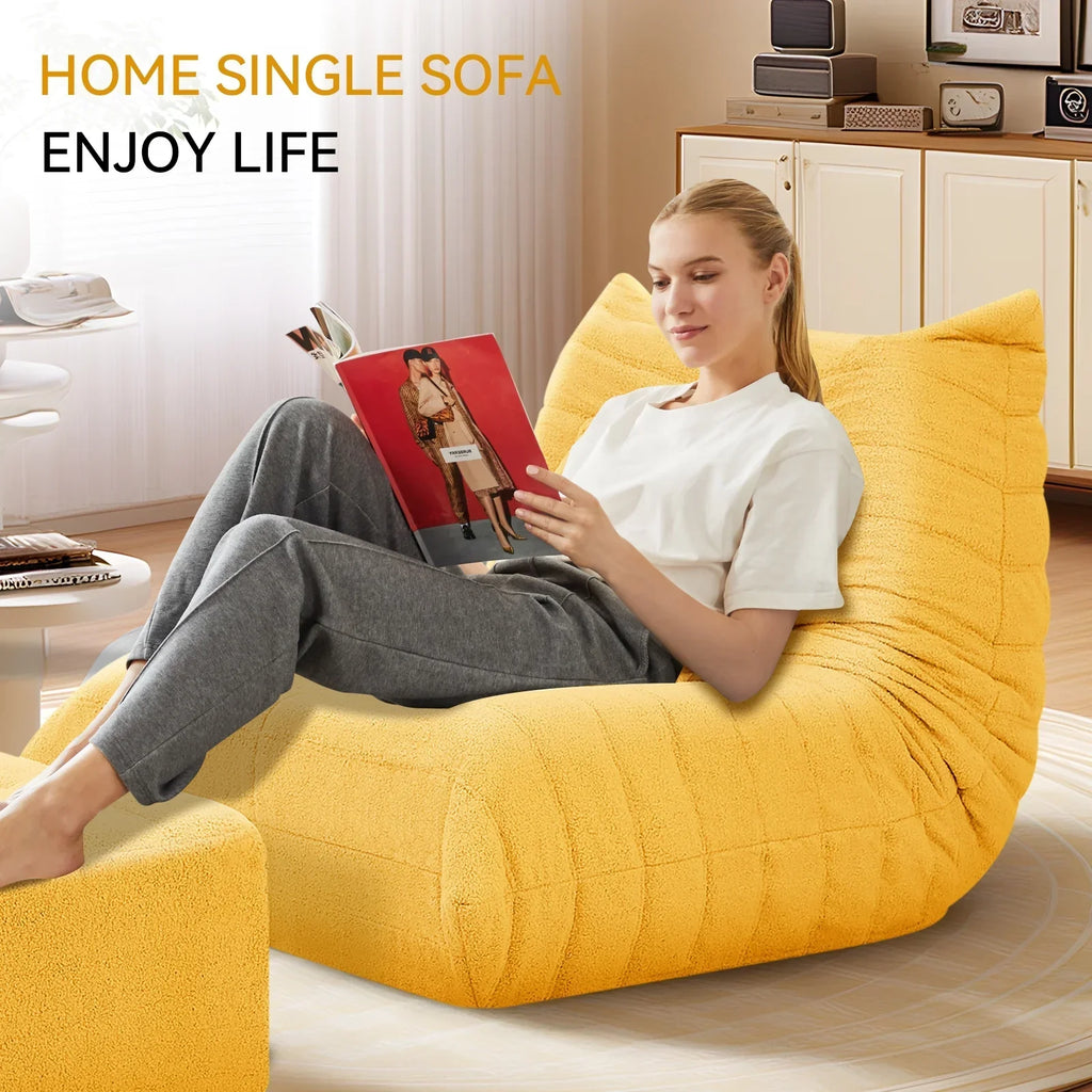 Nouveauté 2026 – Fauteuils poufs VFD pour adultes, pouf avec repose-pieds, canapé lounge confortable en mousse à mémoire de forme, fauteuil de lecture idéal pour la chambre et le salon, canapé de sol relaxant