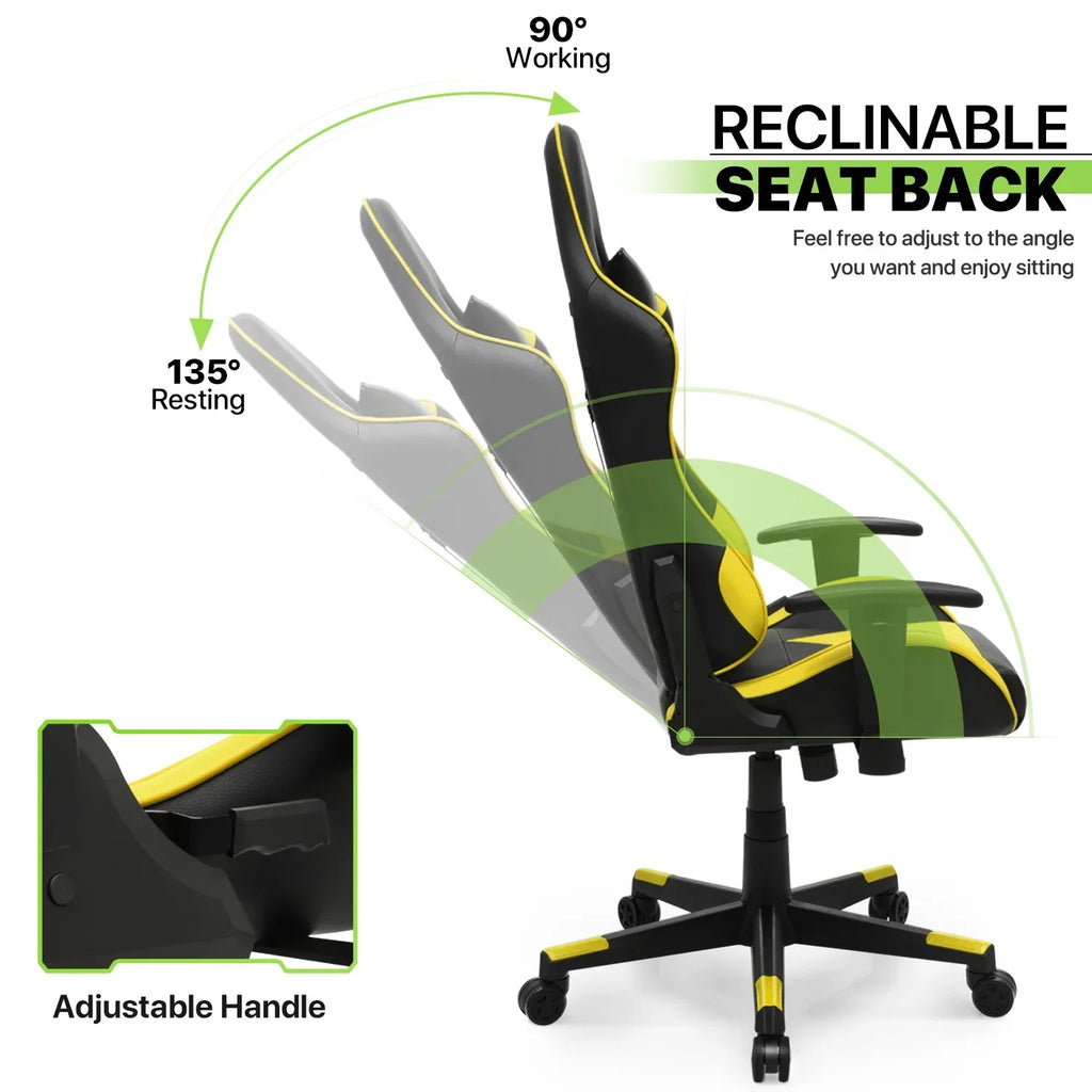 Nouveauté 2026 – Chaise de jeu ergonomique Magshion , chaise de jeu confortable, chaise de bureau en cuir, chaise de jeu pivotante et réglable, bleue