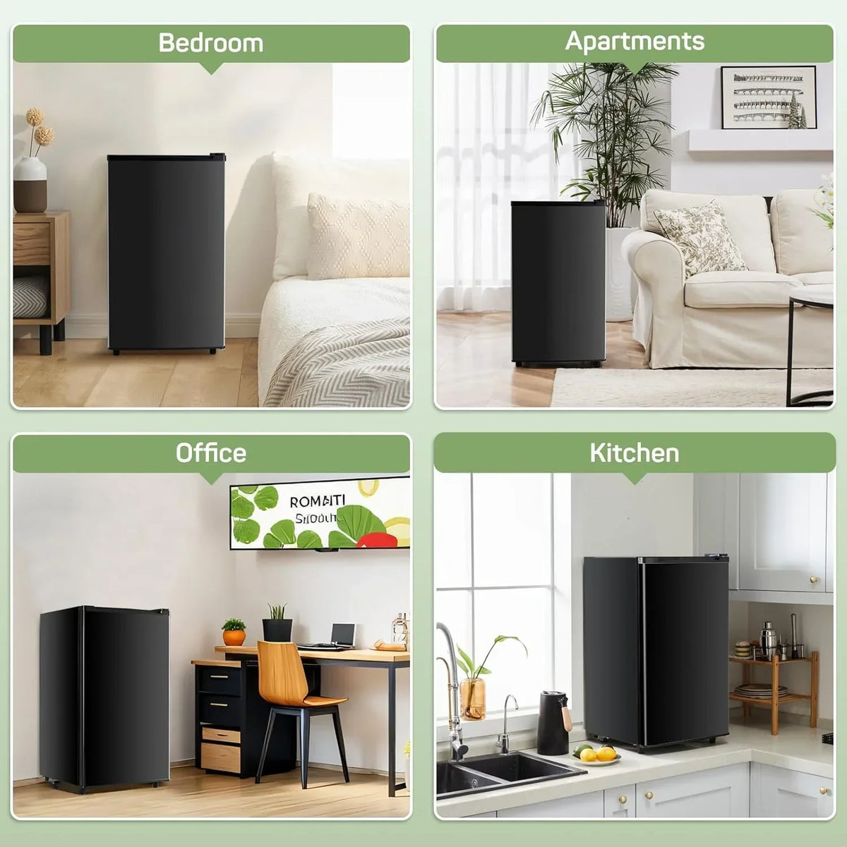 Nouveauté 2026 – Mini-réfrigérateur pour chambre à coucher, 3,2 pi³ (81 L), petit réfrigérateur avec congélateur pour dortoir ou bureau, compact, à une porte, thermostat réglable, silencieux, noir