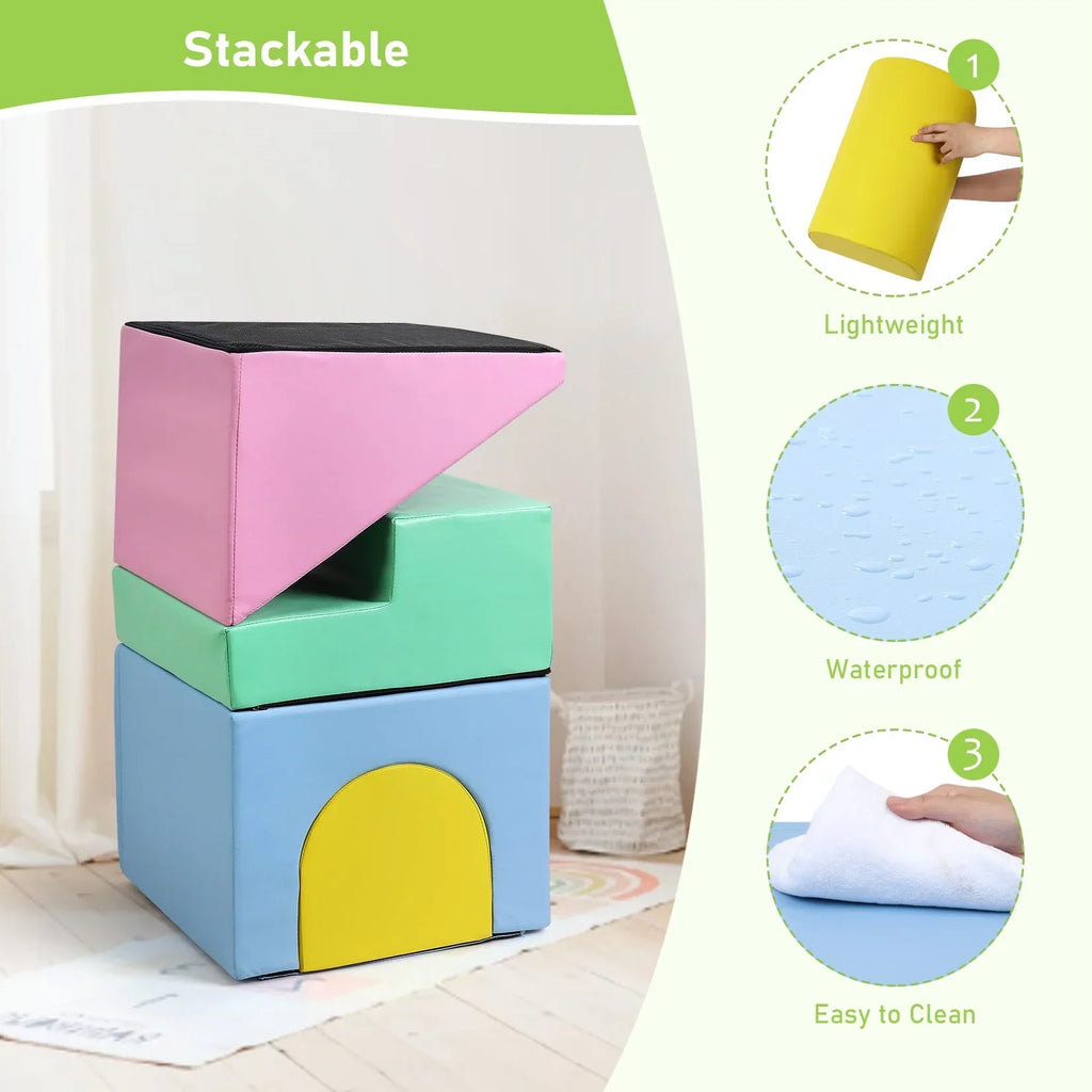 Nouveauté 2026 – Ensemble d'escalade d'intérieur Soft , blocs d'escalade en mousse pour tout-petits, jeu d'escalade et de glisse, 4 pièces