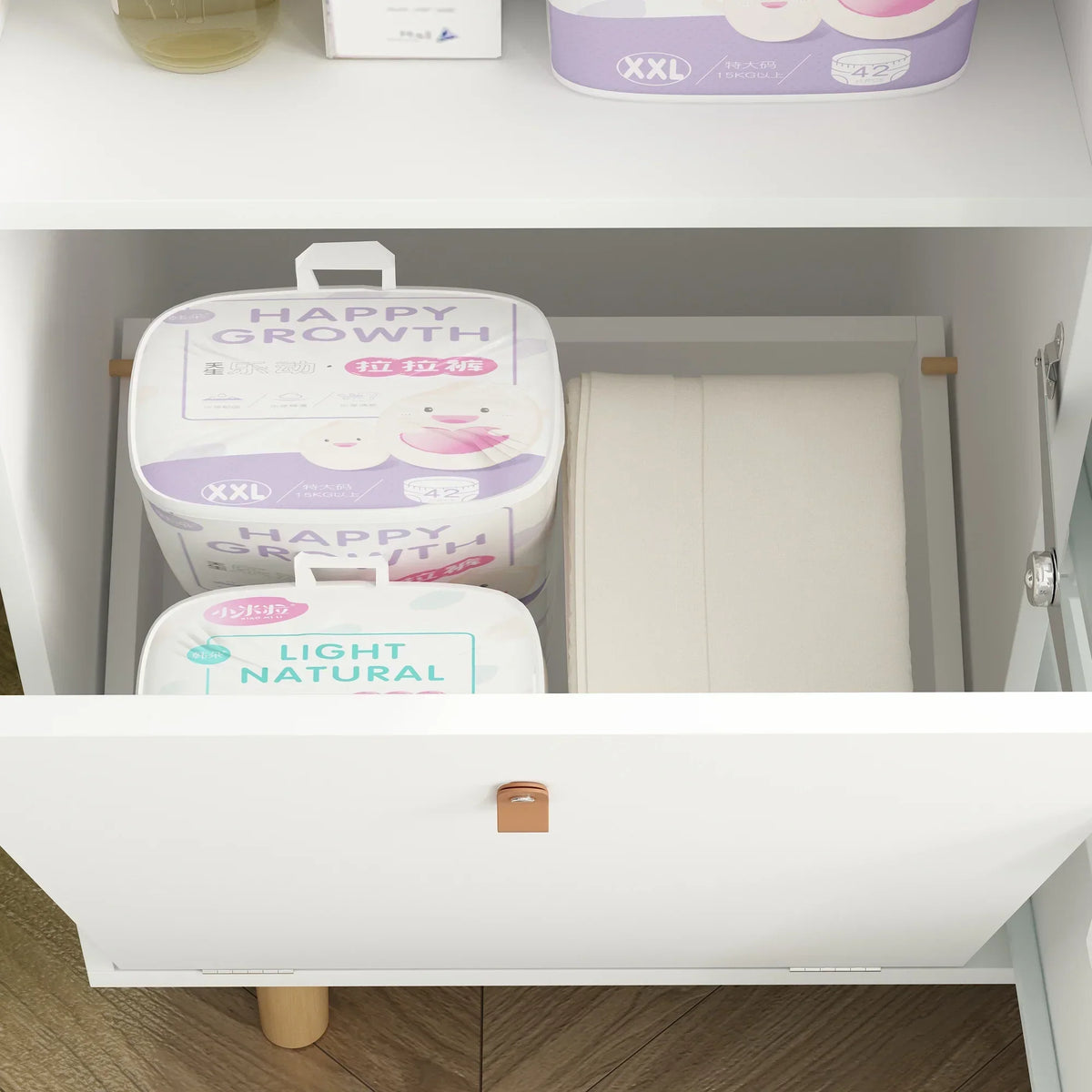 Nouveauté 2026 – Table à langer/commode pour chambre de bébé OXYLIFE , 114 cm (45 po), avec 4 tiroirs et une étagère, blanche