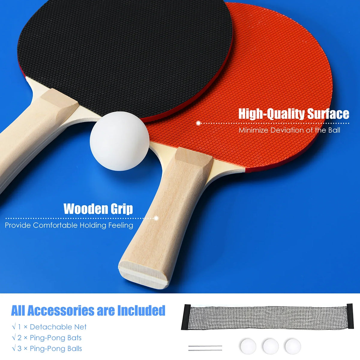 Nouveauté 2026 – Table de ping-pong portable Goplus (15 x 7,5 cm) avec accessoires, pour une utilisation intérieure et extérieure