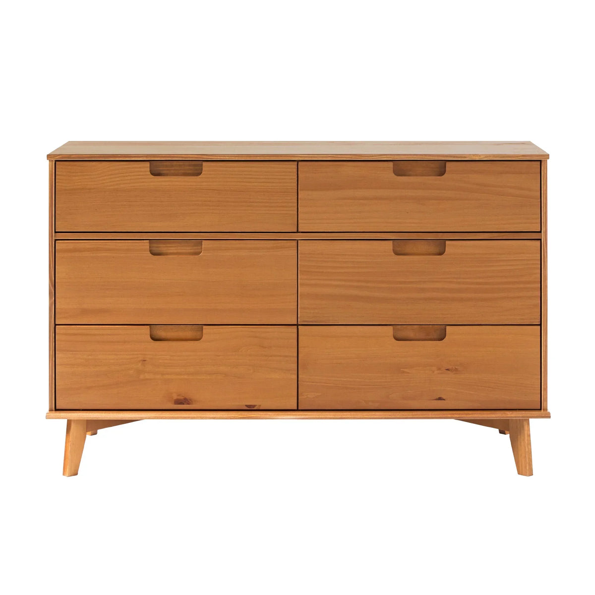 Nouveauté 2026 – Commode Walker Edison Sonoma 6 tiroirs en bois massif couleur caramel