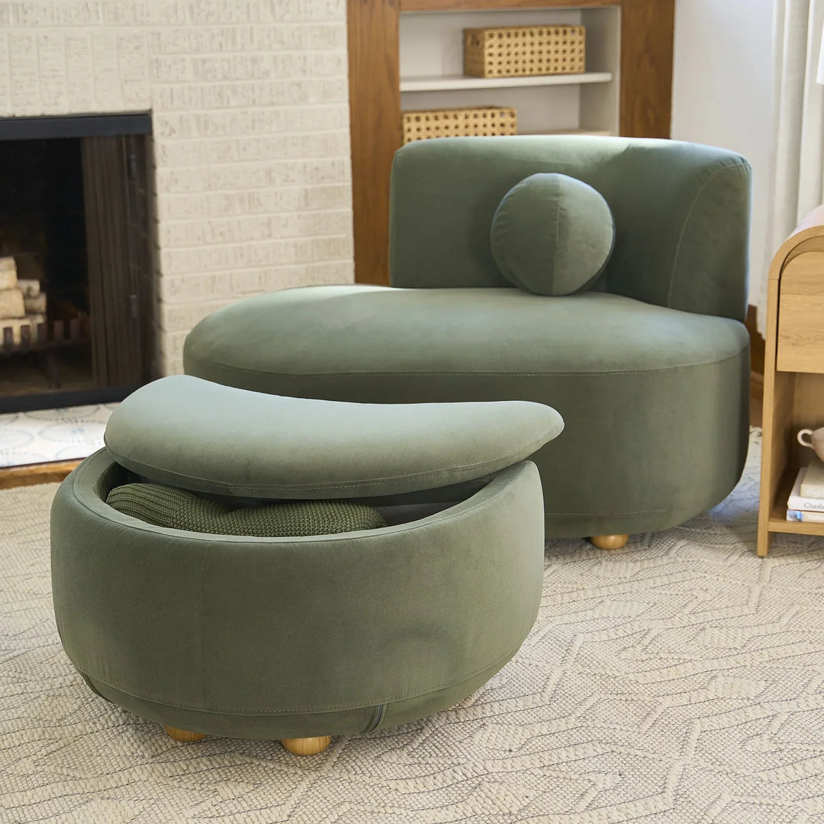 Nouveauté 2026 – Chaise longue et pouf de rangement Juliet en boucle moderne, couleur perle, collection Better Homes & Gardens