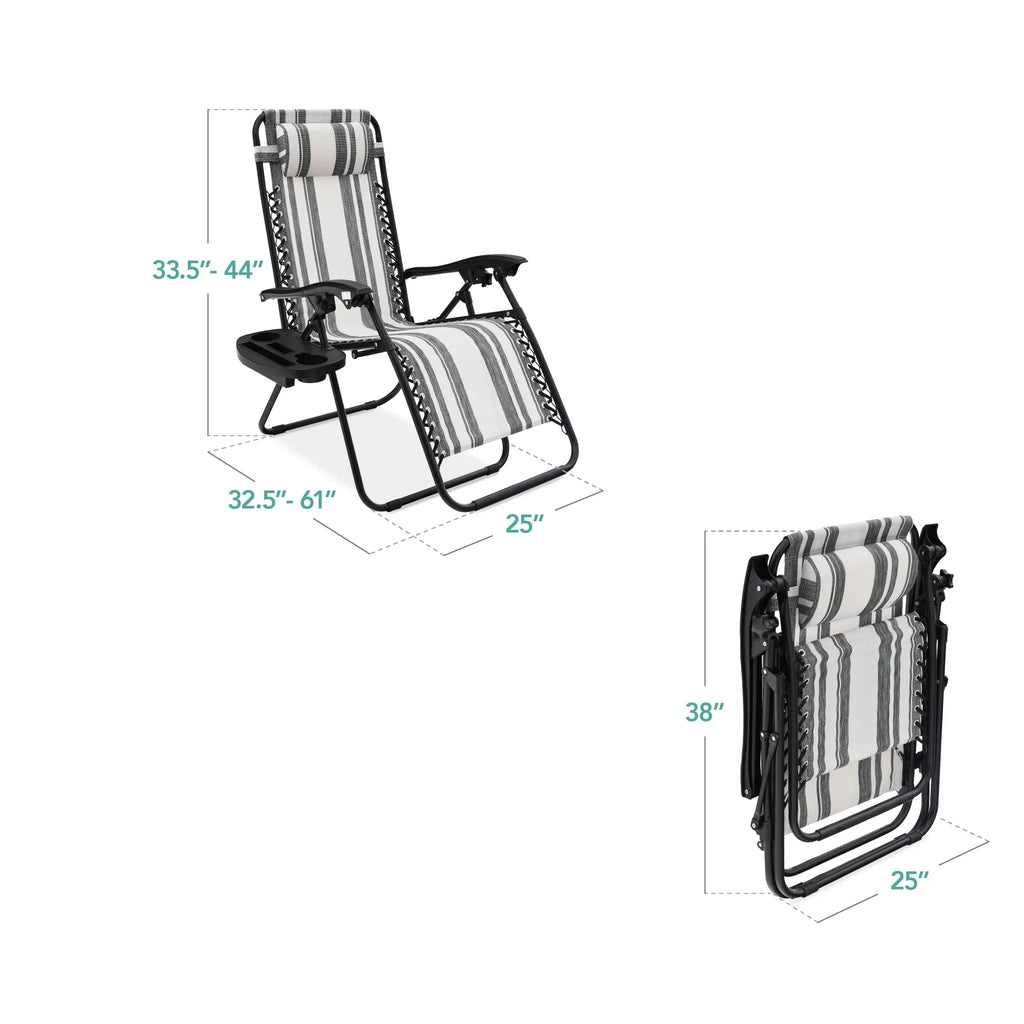 Nouveauté 2026 – Ensemble de 2 fauteuils inclinables zéro gravité Best Choice Products pour terrasse et piscine avec porte-gobelet - Gris