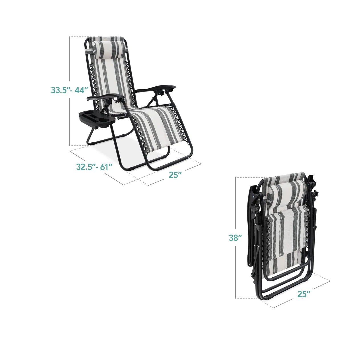 Nouveauté 2026 – Ensemble de 2 fauteuils inclinables zéro gravité Best Choice Products pour terrasse et piscine avec porte-gobelet - Gris