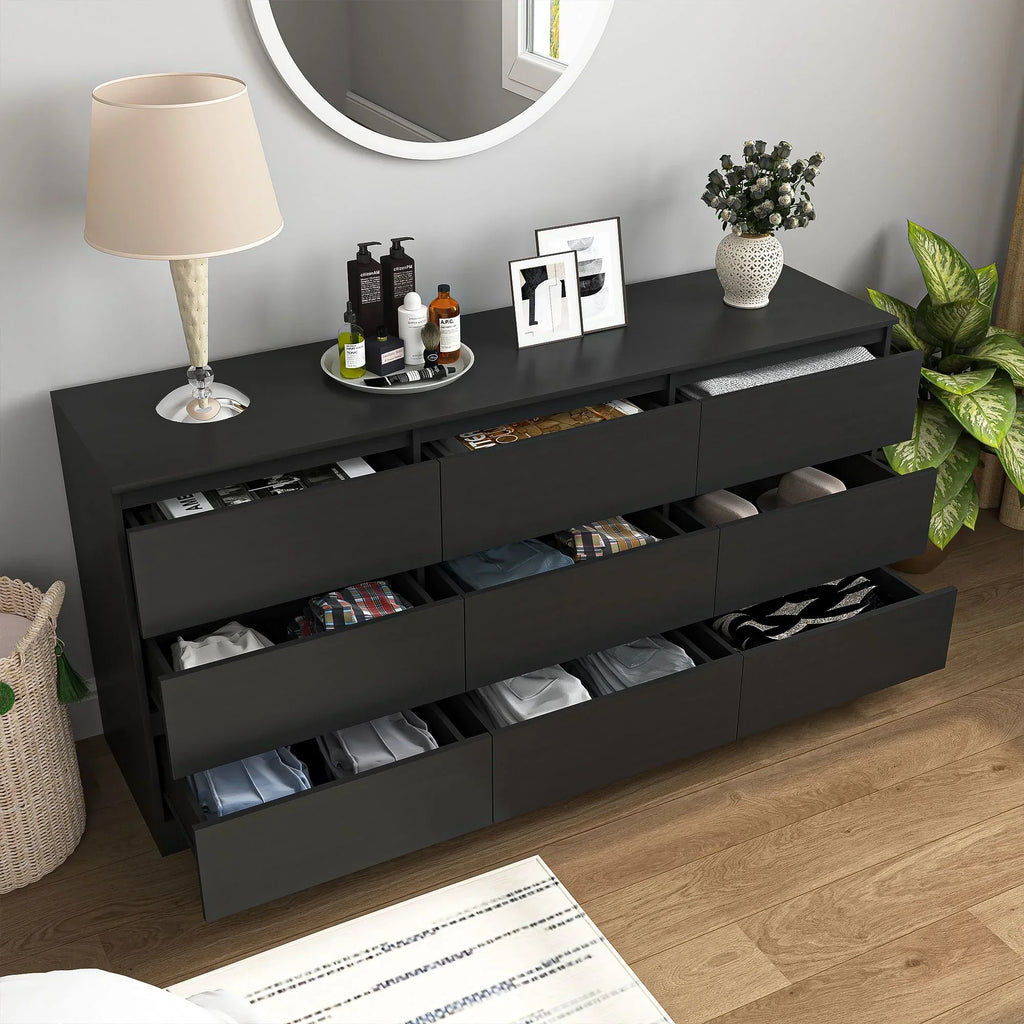 Nouveauté 2026 – Commode Resenkos moderne style milieu du siècle, 6 tiroirs, large, pour chambre à coucher, grise