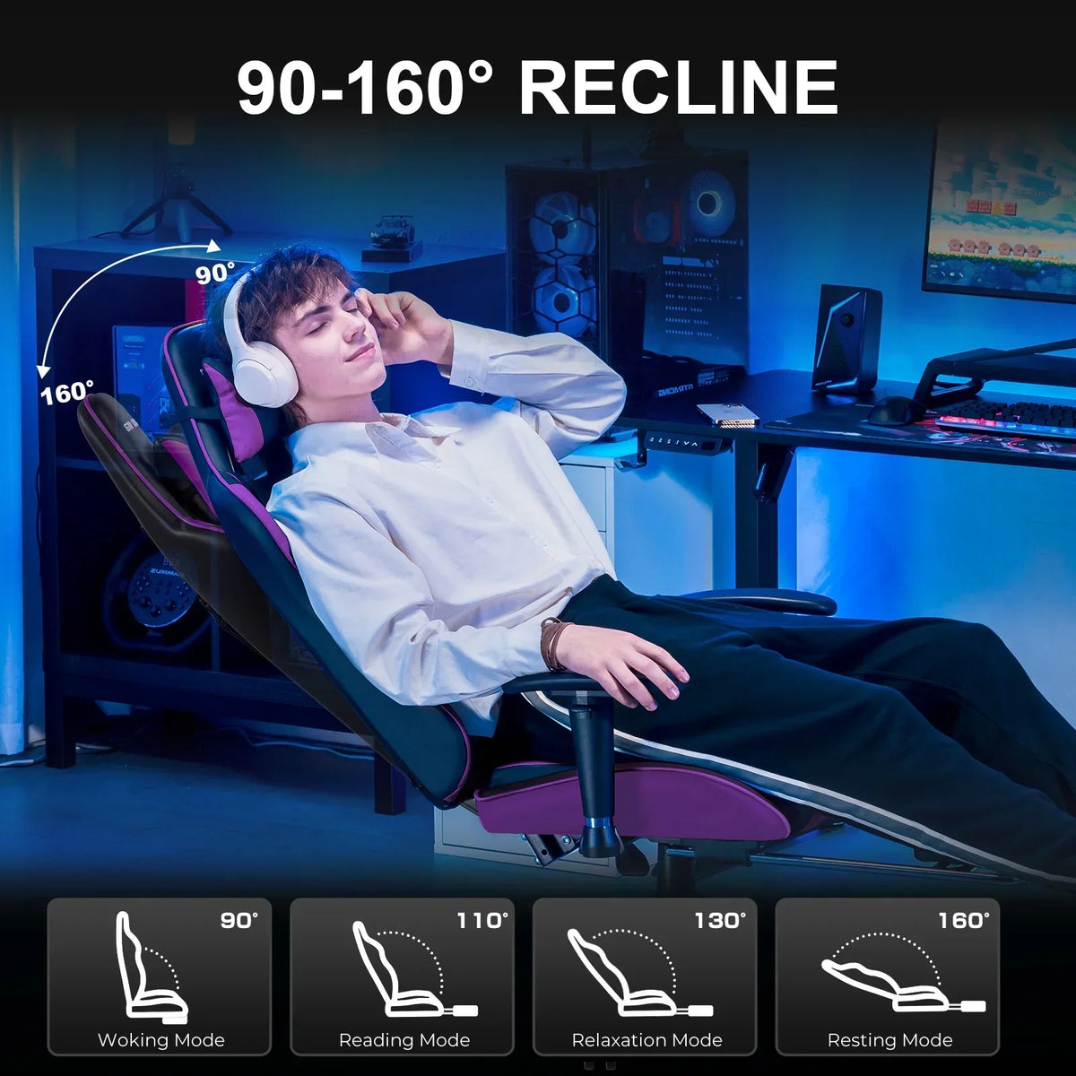 Nouveauté 2026 – Chaise de jeu GTRACING , chaise de bureau ergonomique avec soutien lombaire, revêtement en cuir PU, repose-pieds et appui-tête réglable, rouge