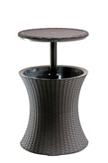 Nouveauté 2026 – Table d'appoint et bar isotherme Keter Pacific Cool Bar 2 en 1 de 28 litres (7,5 gallons), résistante aux intempéries, en résine durable, aspect rotin marron