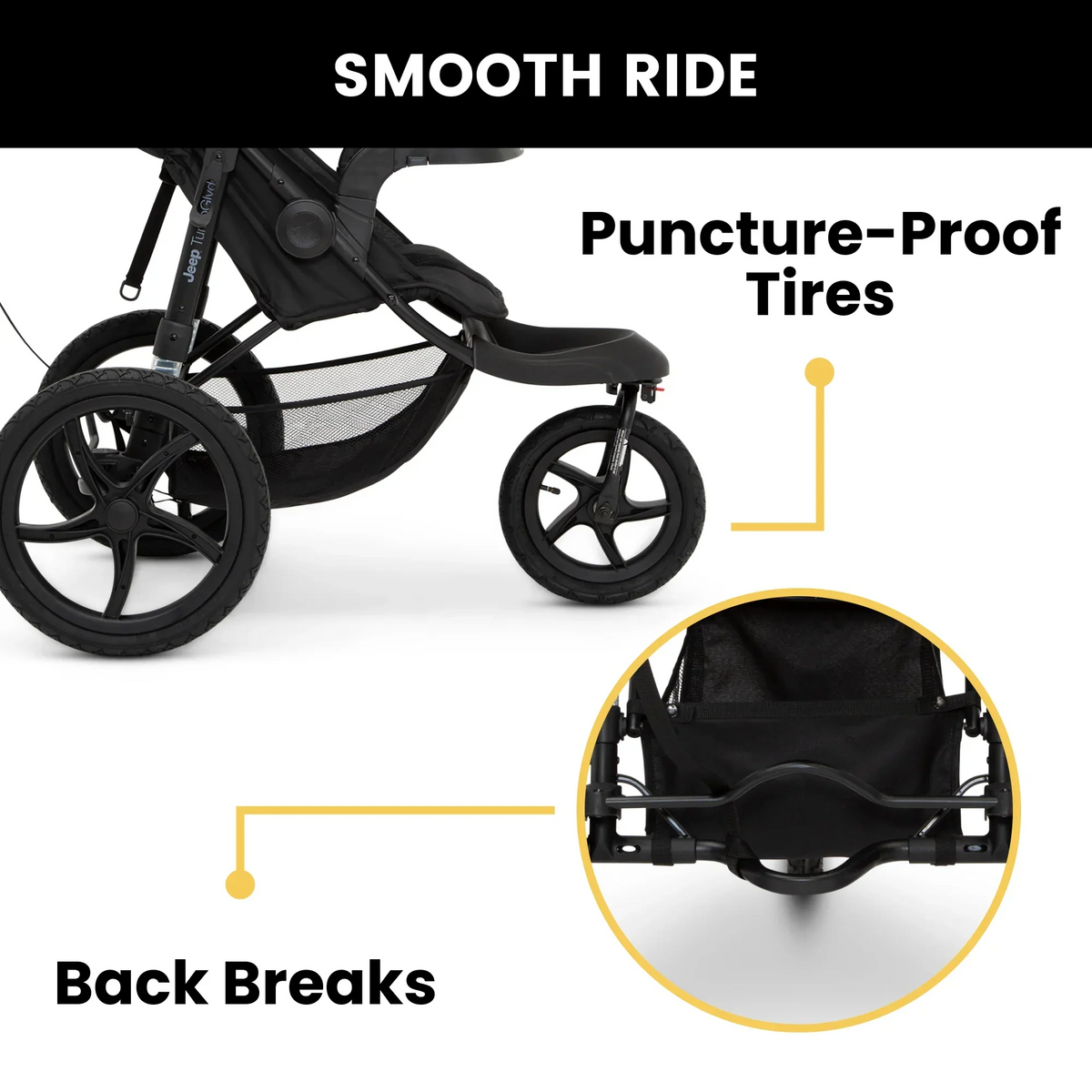 Nouveauté 2026 – Poussette de jogging Jeep TurboGlyde de Delta Children, noire