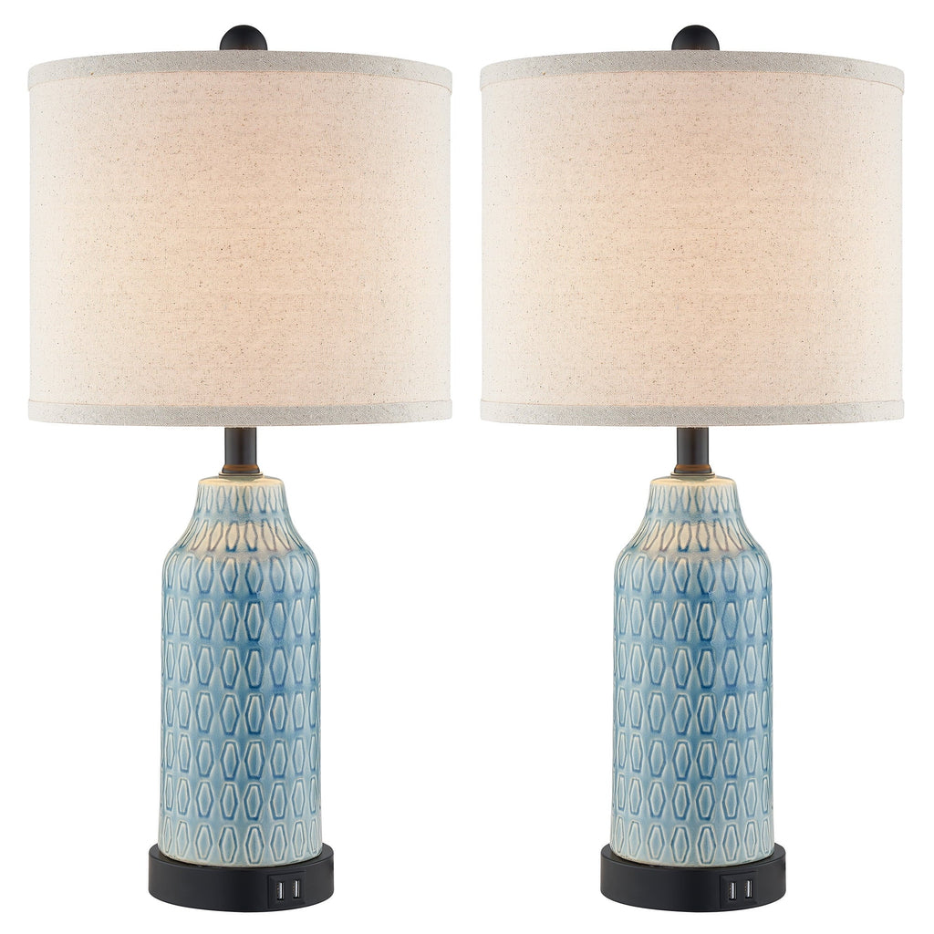 Nouveauté 2026 – Ensemble de 2 lampes de table Cinkeda pour salon et chambre à coucher, avec ports USB, prise secteur, intensité réglable à 3 niveaux, veilleuse tactile, style champêtre, motif floral blanc, lampes de chevet