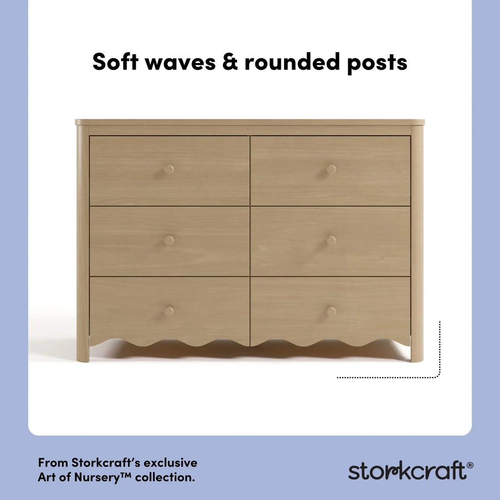 Nouveauté 2026 – Commode pour chambre d'enfant Storkcraft Casablanca 6 tiroirs, couleur sauge