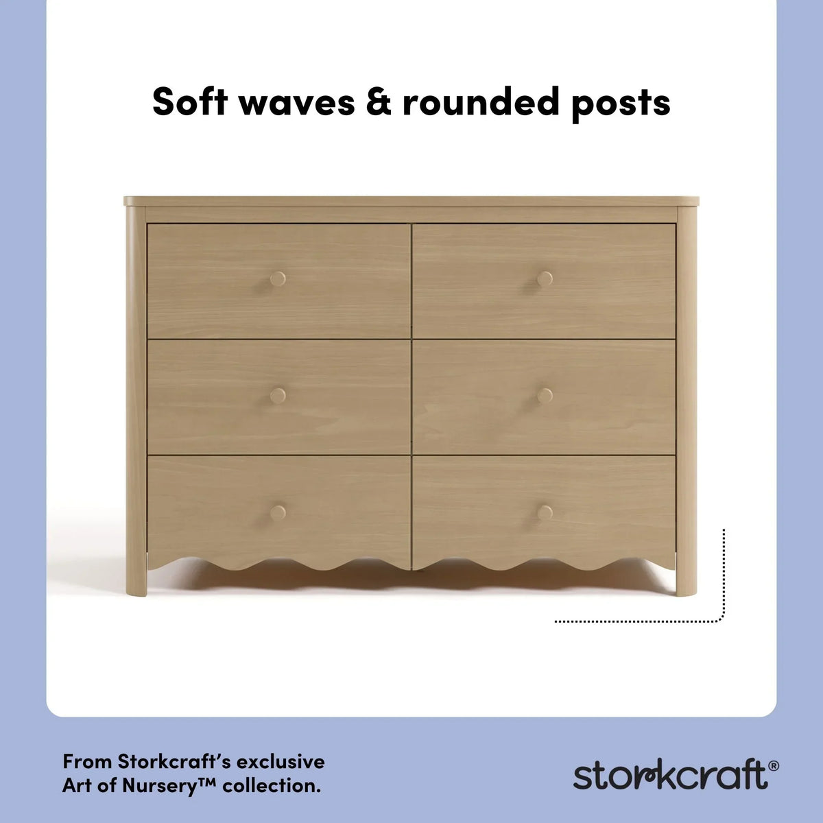 Nouveauté 2026 – Commode pour chambre d'enfant Storkcraft Casablanca 6 tiroirs, couleur sauge