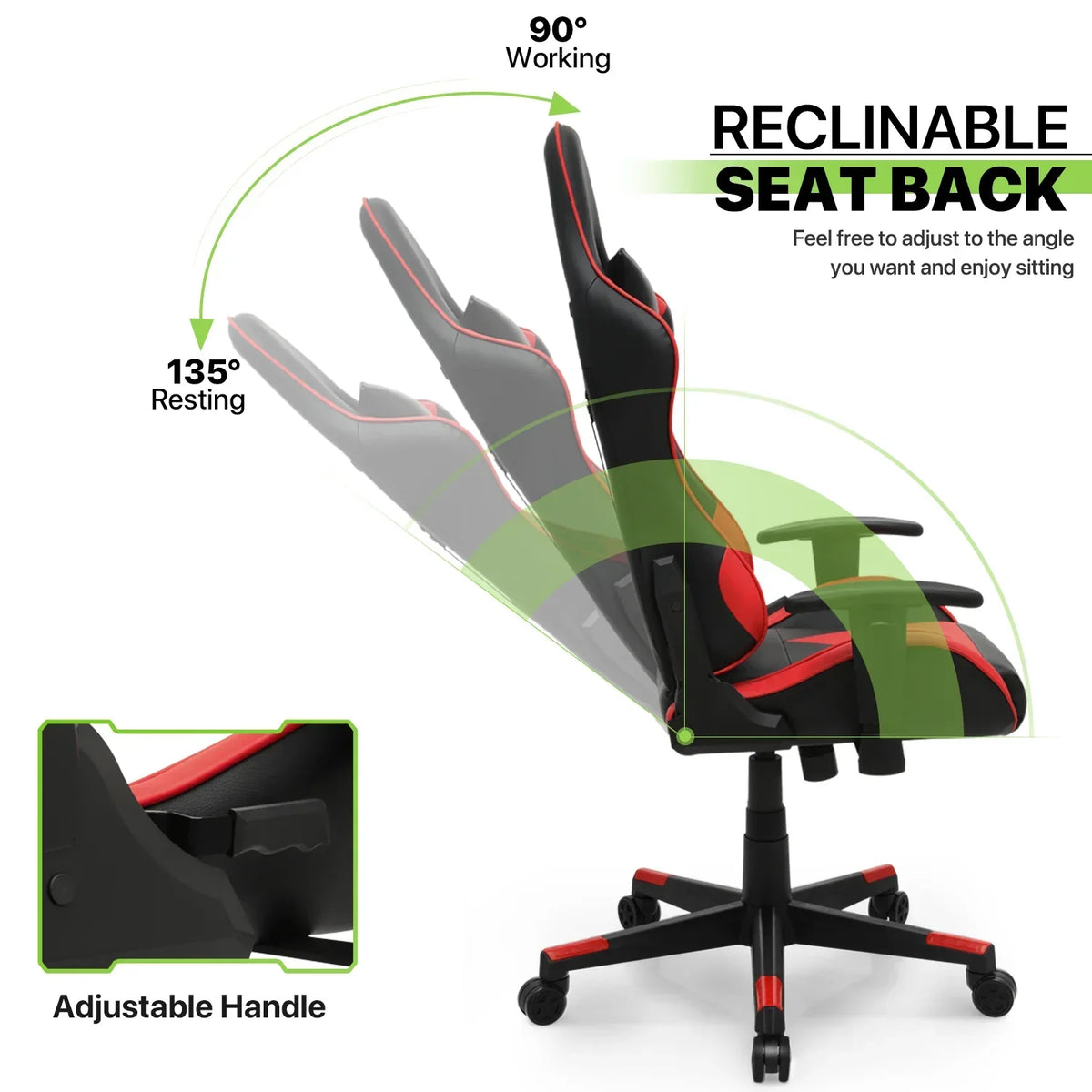 Nouveauté 2026 – Chaise de jeu ergonomique Magshion , chaise de jeu confortable, chaise de bureau en cuir, chaise de jeu pivotante et réglable, bleue