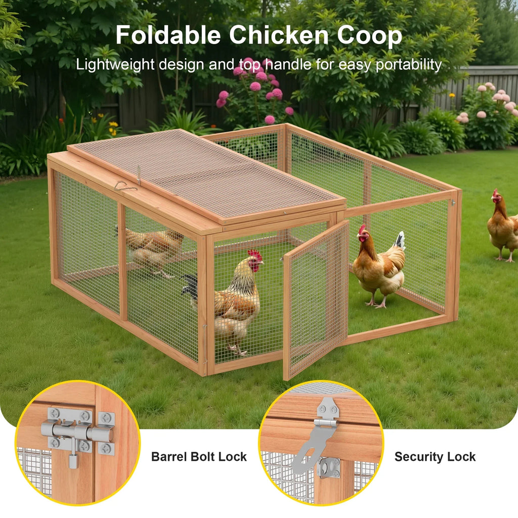 Nouveauté 2026 – Poulailler portable , clapier, cage d'extérieur en bois pour petits animaux (lapins, canards, poussins, cailles), aucun assemblage requis