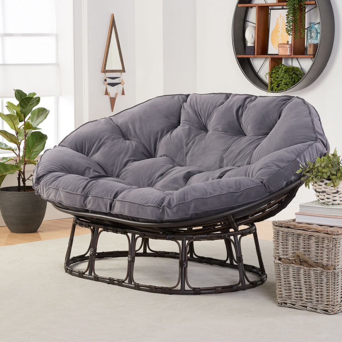 Nouveauté 2026 – Fauteuil Papasan double Better Homes & Gardens , coloris crème bouclé
