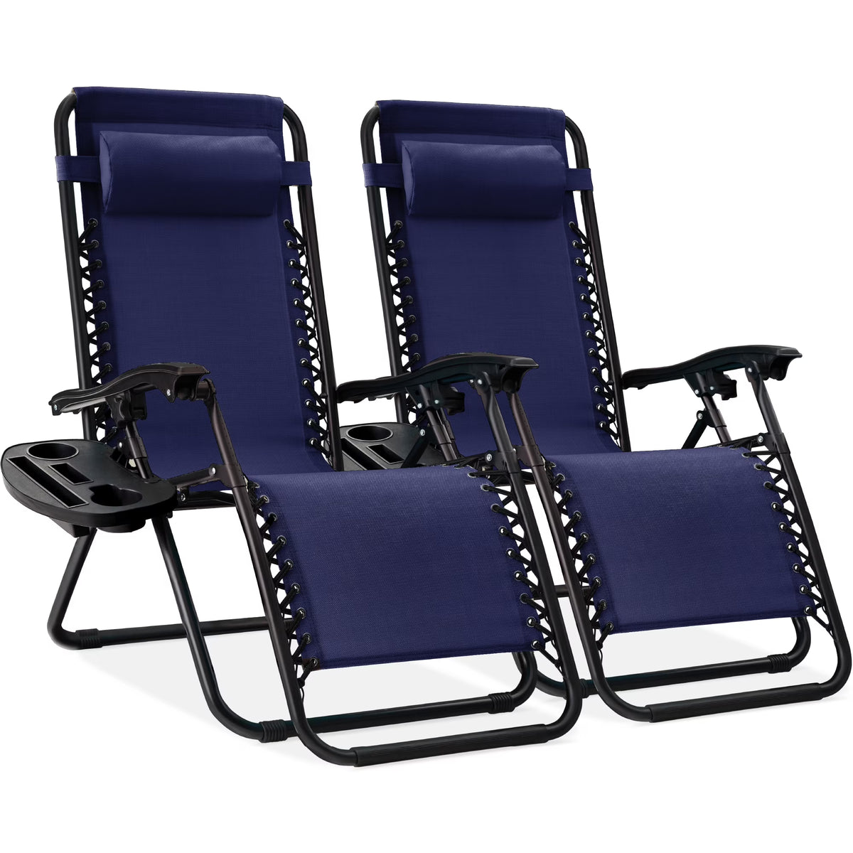 Nouveauté 2026 – Ensemble de 2 fauteuils inclinables zéro gravité Best Choice Products pour terrasse et piscine avec porte-gobelet - Gris