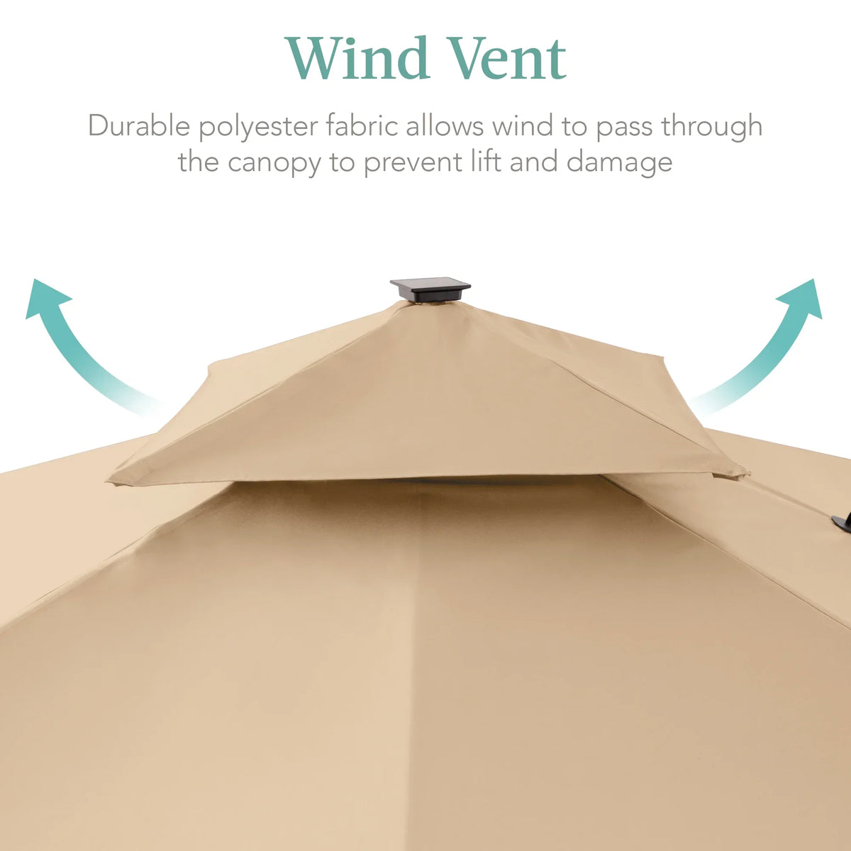 Nouveauté 2026 – Parasol de terrasse carré déporté à deux niveaux, 3 x 3 m, à éclairage solaire LED, avec base incluse (Best Choice Products, ) - Beige