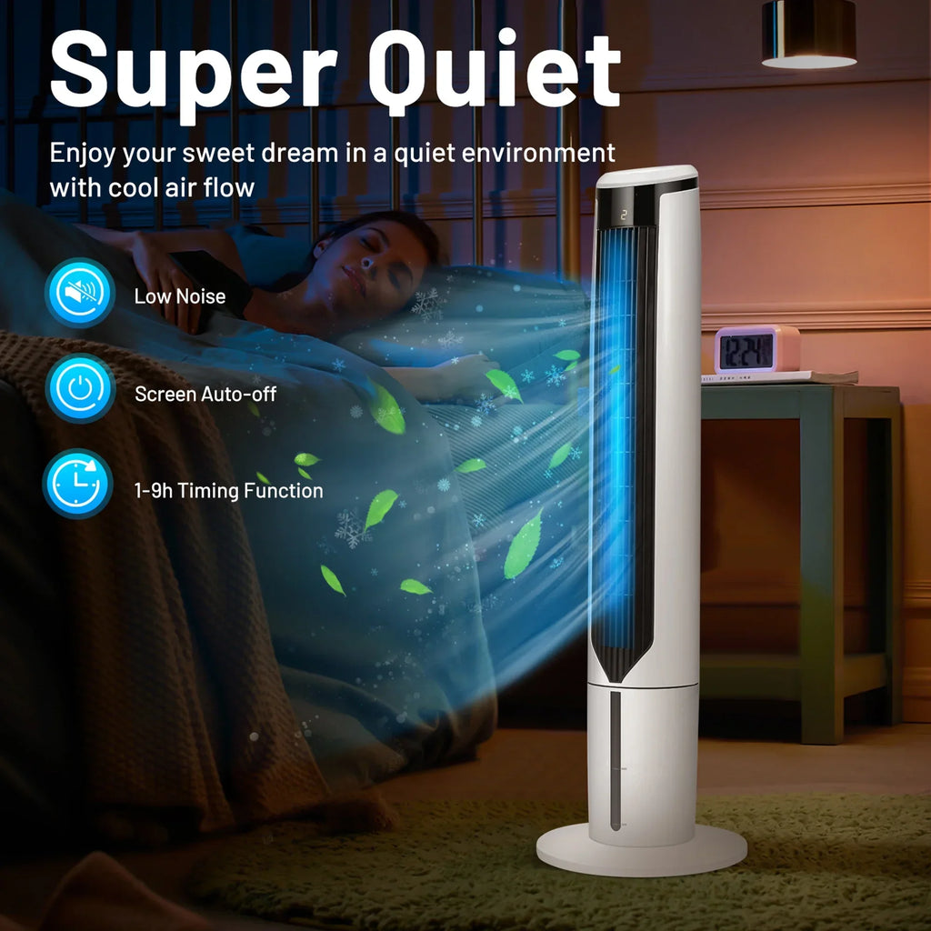 Nouveauté 2026 – Ventilateur tour Gymax 41'' 3 en 1 avec humidificateur et rafraîchisseur d'air par évaporation, télécommande incluse