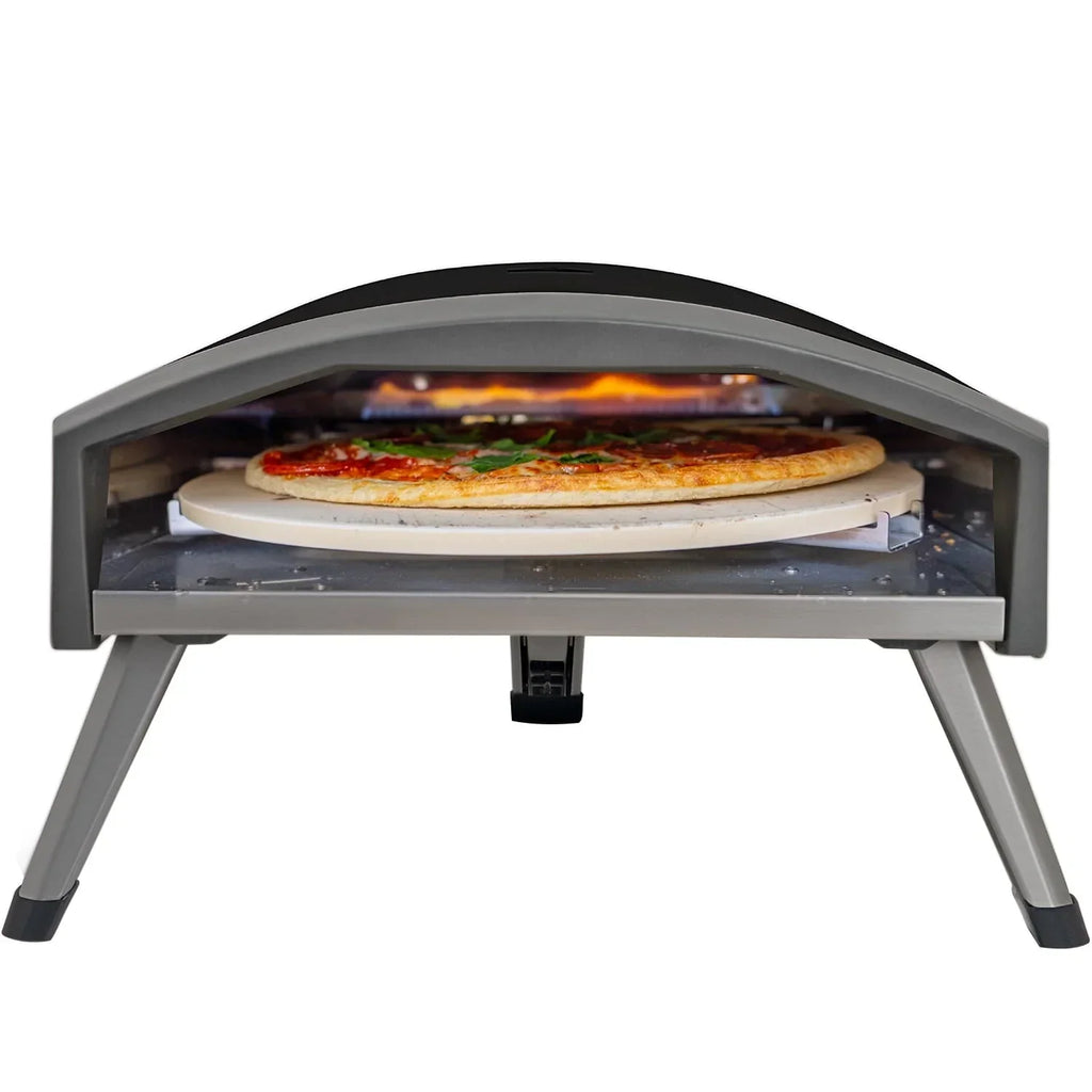 Nouveauté 2026 – Four à pizza à gaz d'extérieur Deco Chef , modèle pliable et portable, pierre de cuisson auto-rotative facile à utiliser, noir