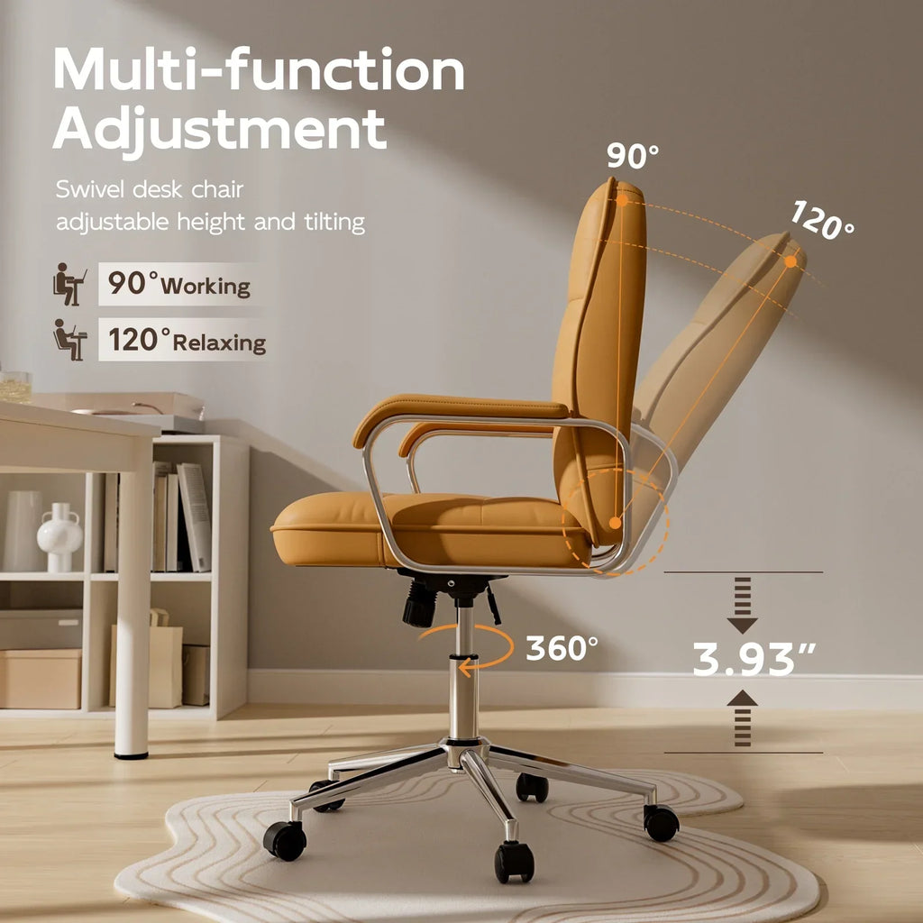 Nouveauté 2026 – Fauteuil de bureau Solfway blanc , fauteuil de bureau pivotant en cuir avec roulettes et accoudoirs rembourrés, fauteuil de direction pour adultes