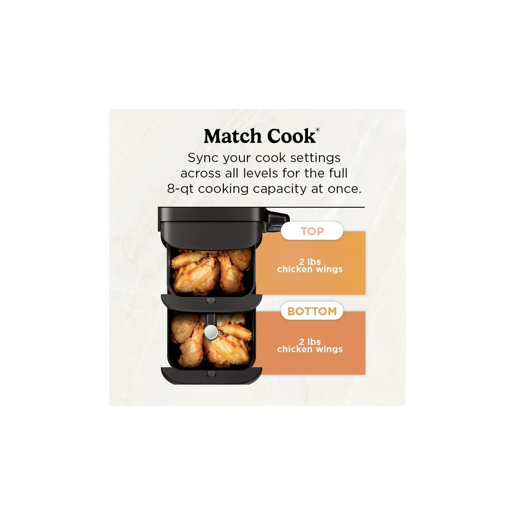 Nouveauté 2026 – Friteuse à air Ninja DoubleStack XL à 2 paniers, technologie DoubleStack permettant de cuire 4 aliments simultanément, conception compacte, 10 pintes, 4 en 1, Smart Finish & Match Cook, SL400