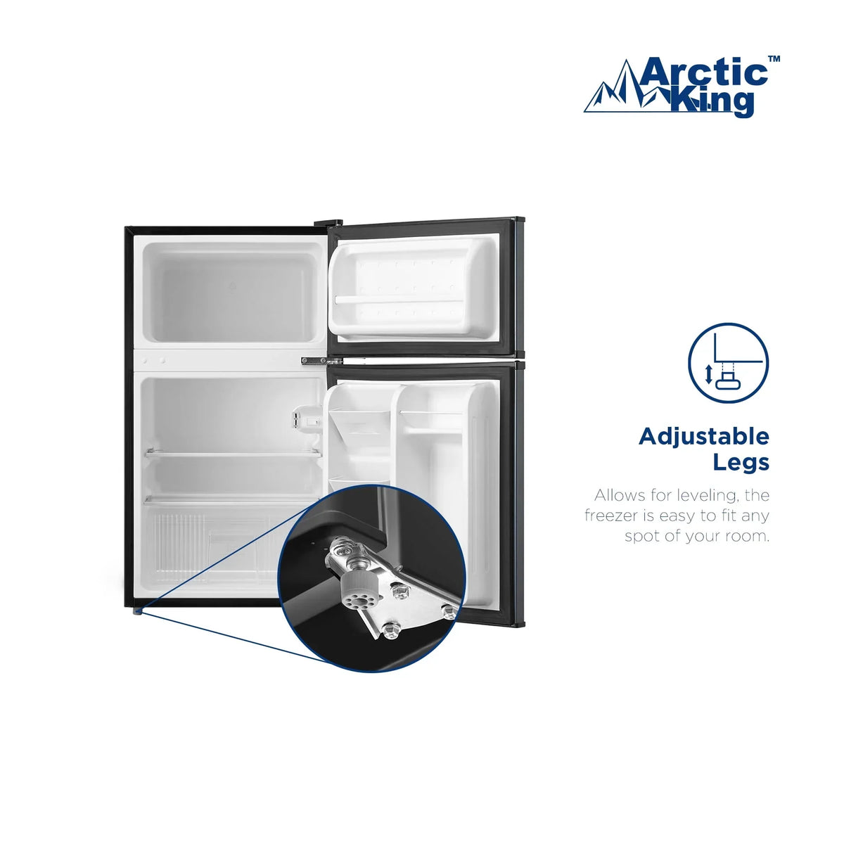 Nouveauté 2026 – Mini-réfrigérateur Arctic King 2 portes de 3,2 pi³ avec congélateur, acier inoxydable, E-Star, ARM32D5ASL