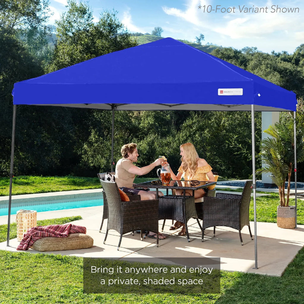 Nouveauté 2026 – Best Choice Products 3,66 m x 3,66 m - Abri pliant facile à monter avec installation en un clic, sac à roulettes et 4 sacs de lestage - Bleu marine