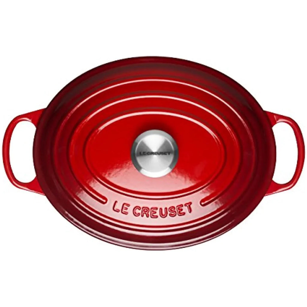 Nouveauté 2026 – Cocotte ovale Le Creuset Signature en fonte émaillée, 5 pintes, couleur cerise