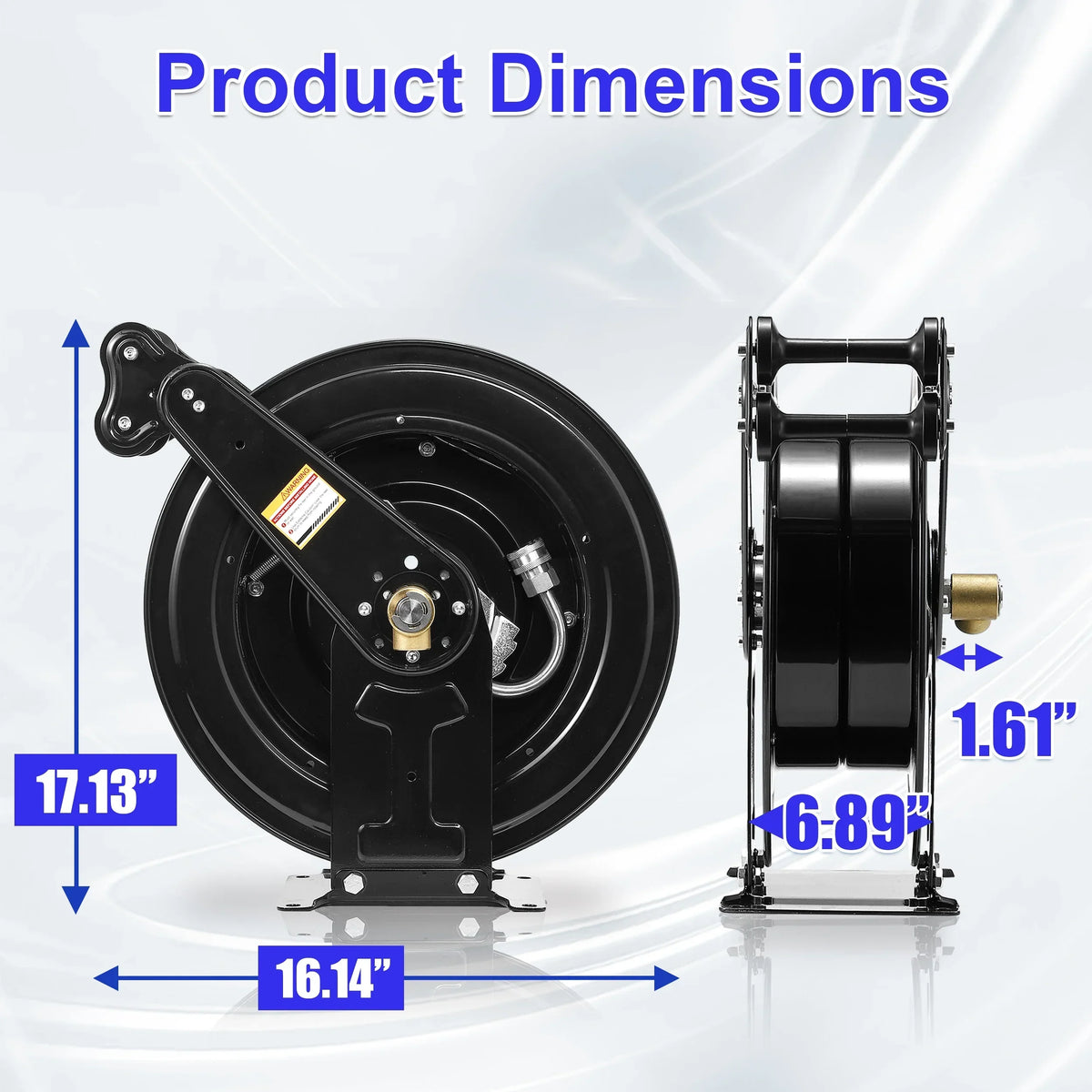 Nouveauté 2026 – Enrouleur de tuyau pour nettoyeur haute pression à rétraction automatique , 15 m x 9,5 mm, en acier robuste, double bras, 276 bar (4000 PSI