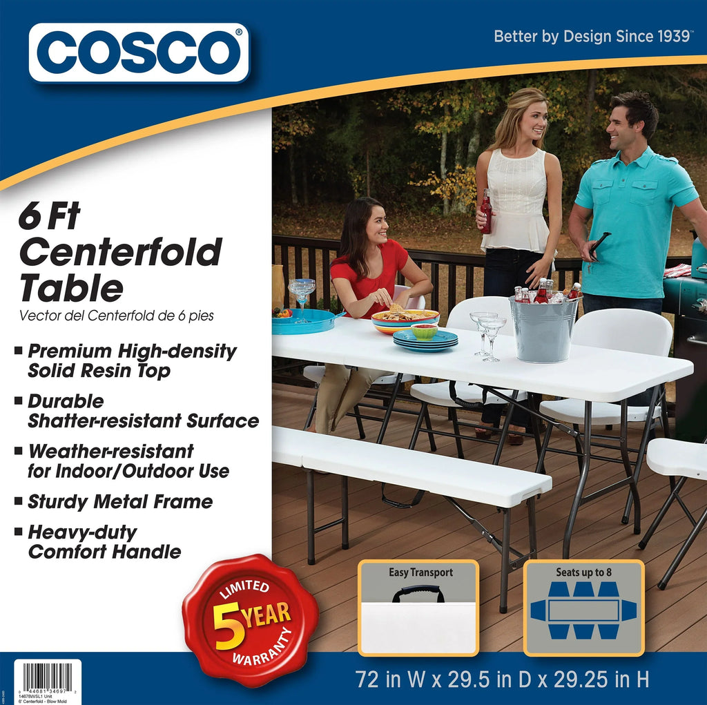Nouveauté 2026 – Table pliante Cosco 6 pieds , coloris blanc moucheté