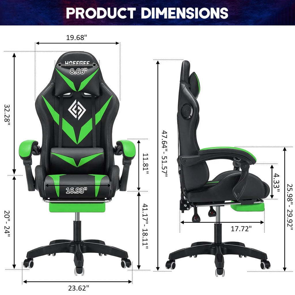 Nouveauté 2026 – Fauteuil de jeu Hoffree avec haut-parleurs intégrés, en cuir PU, repose-pieds et éclairage LED. Fauteuil ergonomique pour gamer avec massage, soutien lombaire et appui-tête pivotant et réglable. Idéal pour le télétravail et le bureau