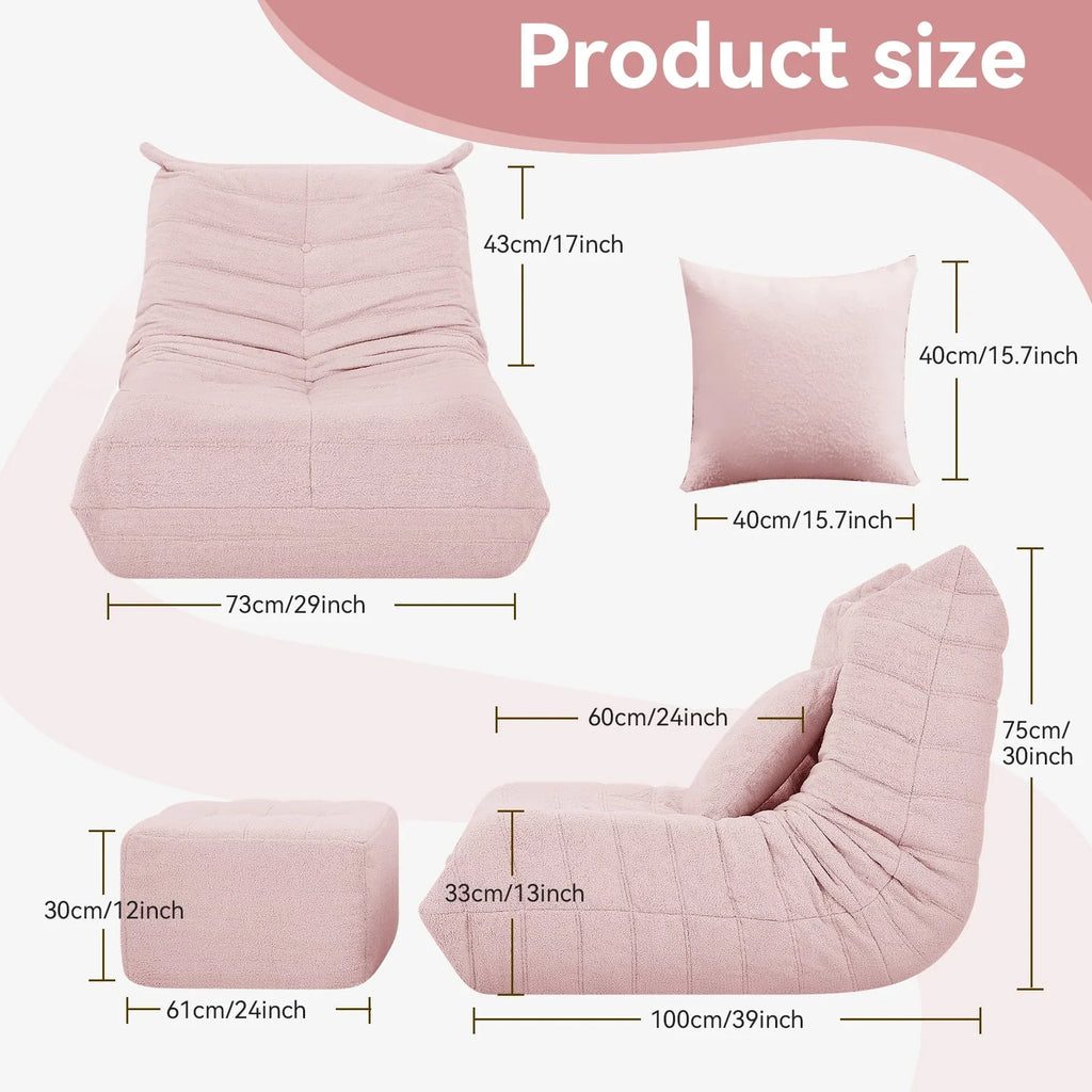 Nouveauté 2026 – Fauteuils poufs VFD pour adultes, pouf avec repose-pieds, canapé lounge confortable en mousse à mémoire de forme, fauteuil de lecture idéal pour la chambre et le salon, canapé de sol relaxant