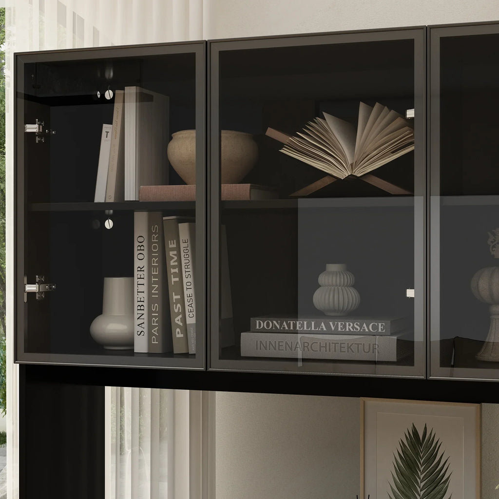 Nouveauté 2026 – Bibliothèque/organisateur KULAGAGA avec éclairage LED, vitrine robuste avec porte vitrée pour salon, 80 cm de large