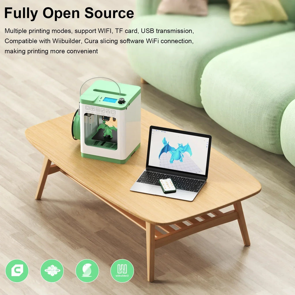 Nouveauté 2026 – Imprimante 3D Tina2S avec contrôle Wi-Fi, entièrement assemblée, nivellement automatique, plateau chauffant et éclairage LED, zone d'impression 9,9 x 10,7 x 9,9 cm