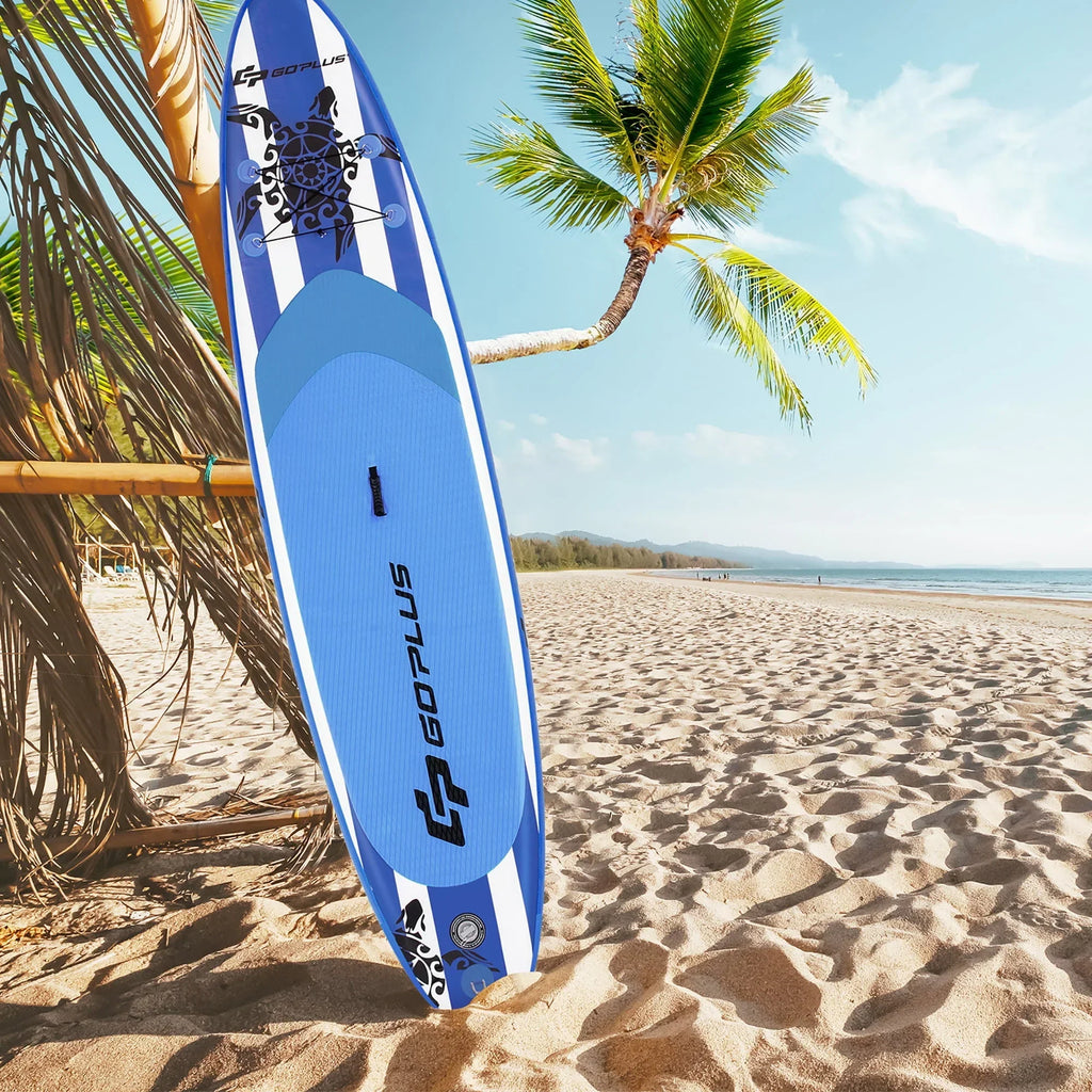 Nouveauté 2026 – Planche de paddle gonflable Goplus 11’ (3,35 m) avec sac de transport et pagaie en aluminium, bleu marine