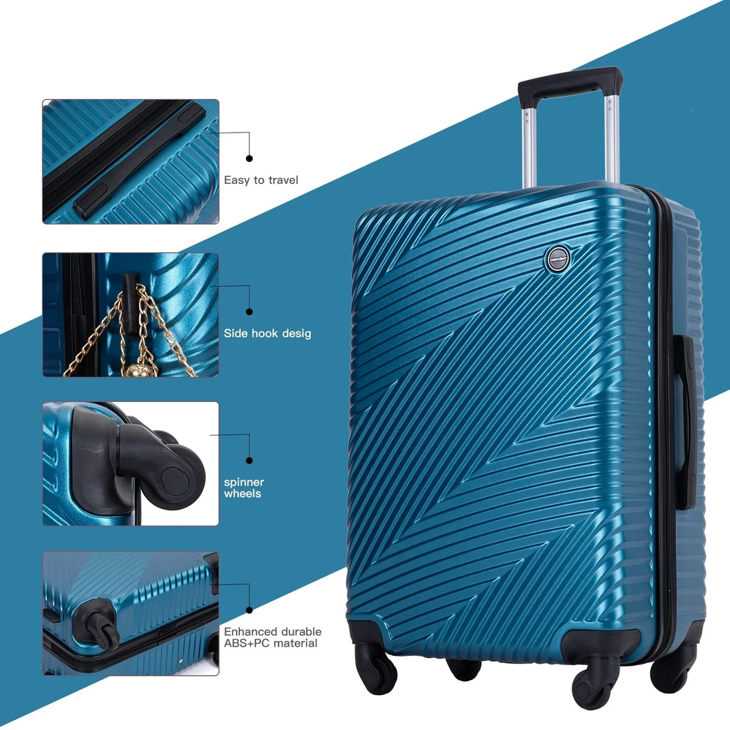 Nouveauté 2026 – Ensemble de 3 valises Tripcomp , valise rigide légère à roulettes multidirectionnelles 20 po, 24 po, 28 po (bleu