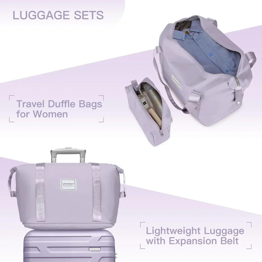 Nouveauté 2026 – Ensemble de 6 valises rigides comprenant des valises extensibles à roulettes pivotantes avec serrure TSA, 25 % de capacité supplémentaire, un sac de voyage et une trousse de toilette, valises en ABS crème