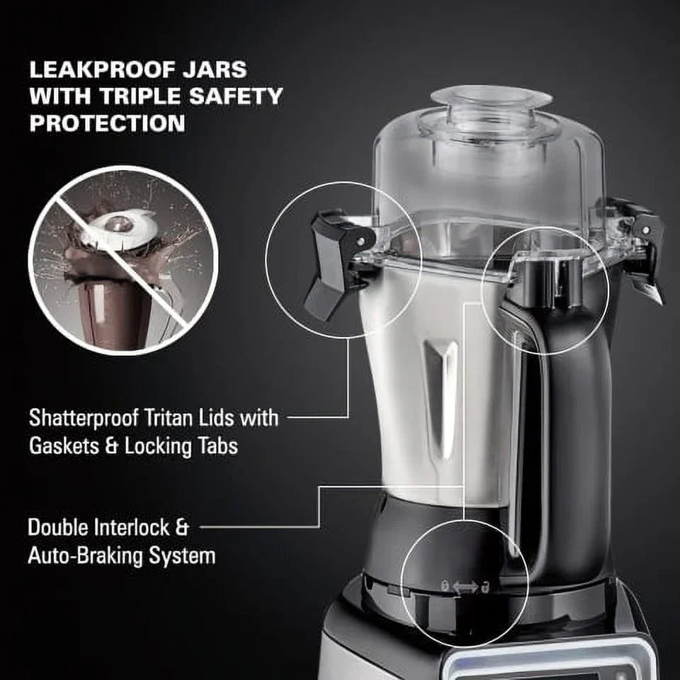 Nouveauté 2026 – Mixeur-broyeur à jus professionnel Hamilton Beach , 2,2 CV, 120 V, avec 3 bocaux en acier inoxydable, 1,5 litre, modèle 58770