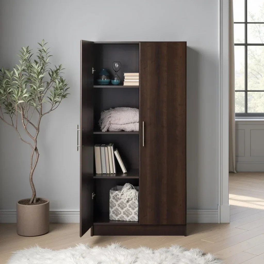 Nouveauté 2026 – Armoire à étagères réglables Prepac - Table de garage haute et fonctionnelle, 40,6 cm (P) x 81,3 cm (L) x 164,6 cm (H), armoire de garage autoportante à 2 portes, couleur expresso - EES-3264