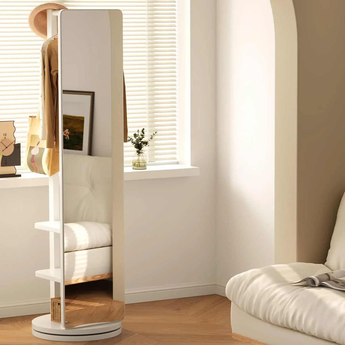 Nouveauté 2026 – Miroir pleine longueur , cadre en bois d'hévéa, 167 x 45 cm (65,7 x 17,7 pouces), idéal pour les dressings et les espaces de vie, pour une utilisation polyvalente