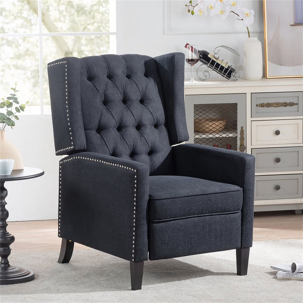 Nouveauté 2026 – Fauteuil d'appoint Triple Tree Modern en tissu, mousse et bois massif, imprimé, garniture cloutée, beige