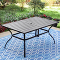 Nouveauté 2026 – Table de salle à manger rectangulaire d'extérieur MF Studio 6 personnes avec trou pour parasol, résistante aux intempéries, noire