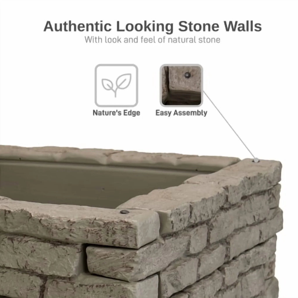 Nouveauté 2026 – RTS Home Accents Rock Lock Parterre de jardin surélevé en pierre droite (Lot de 2