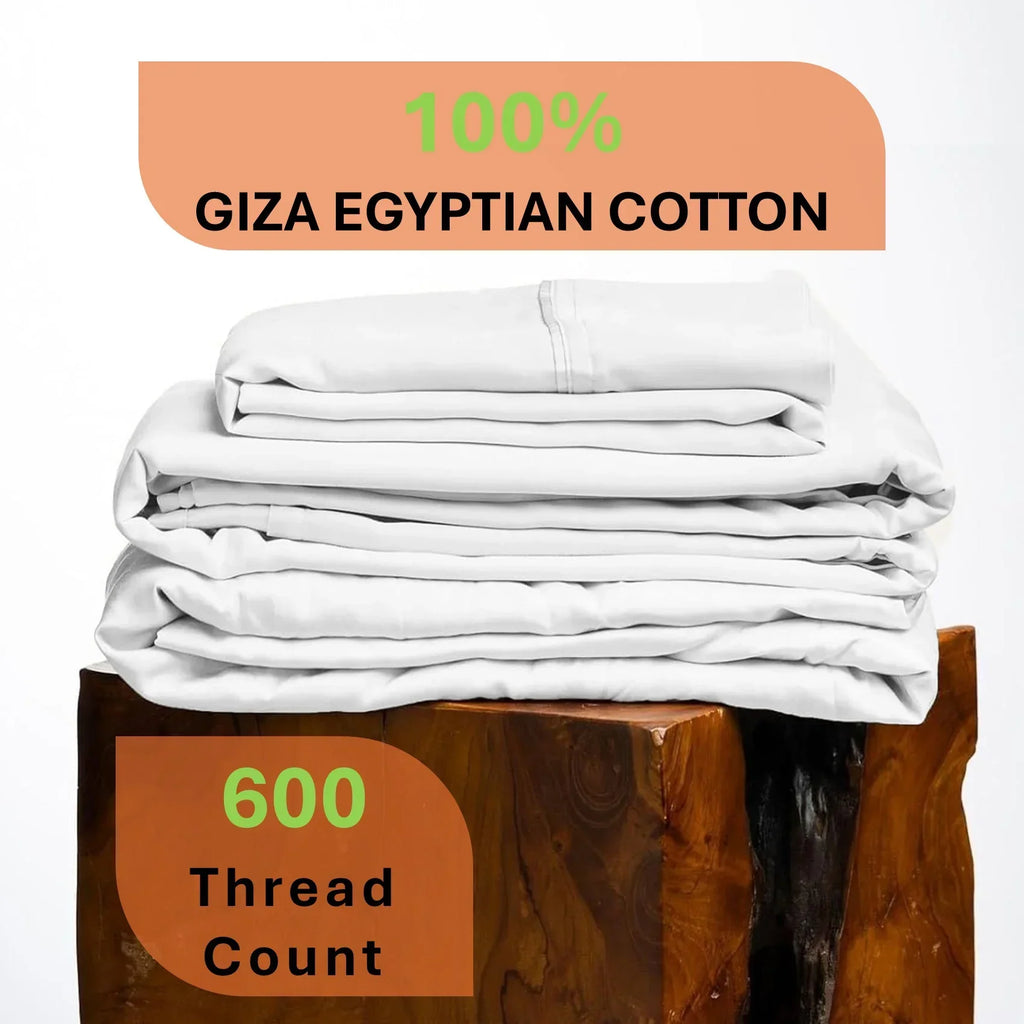 Nouveauté 2026 – Parure de lit 4 pièces en coton égyptien Giza 100 % (600 fils/cm²), drap-housse à bonnet profond de 38 cm, satin doux et respirant - Noir, 1 place